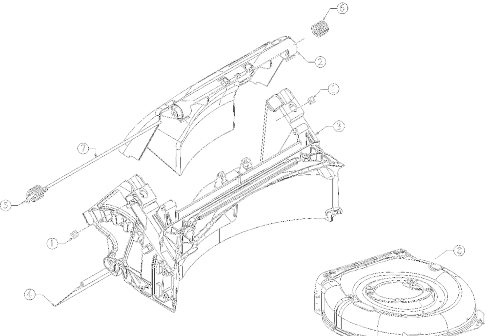 Deck Assembly Diagram and Parts List for 12A-B1BE752 2022 Yard Machines Lawn Mower